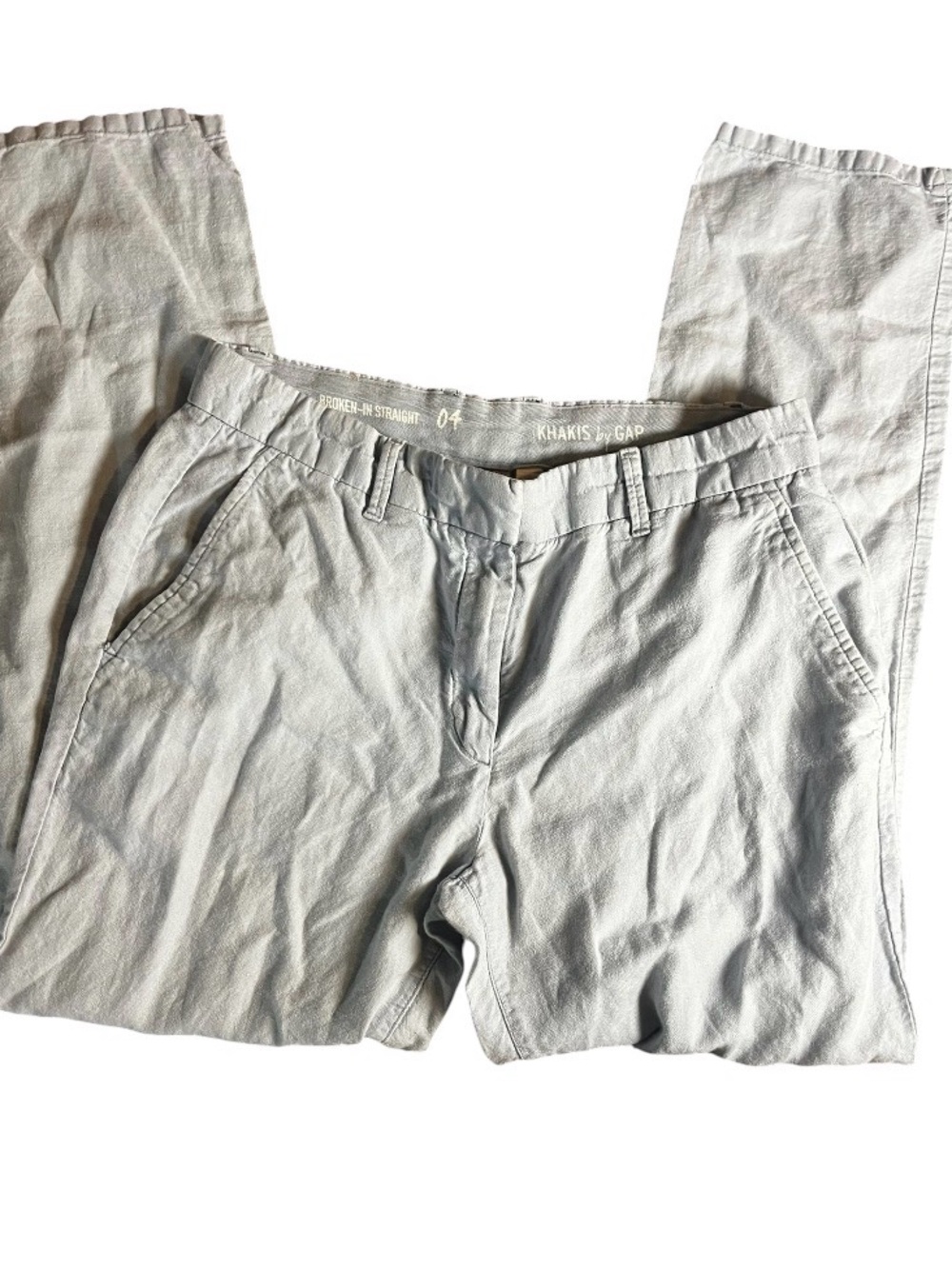 GAP Sky Blue Cotton Linen Chino Pants “broken in” line sz 4